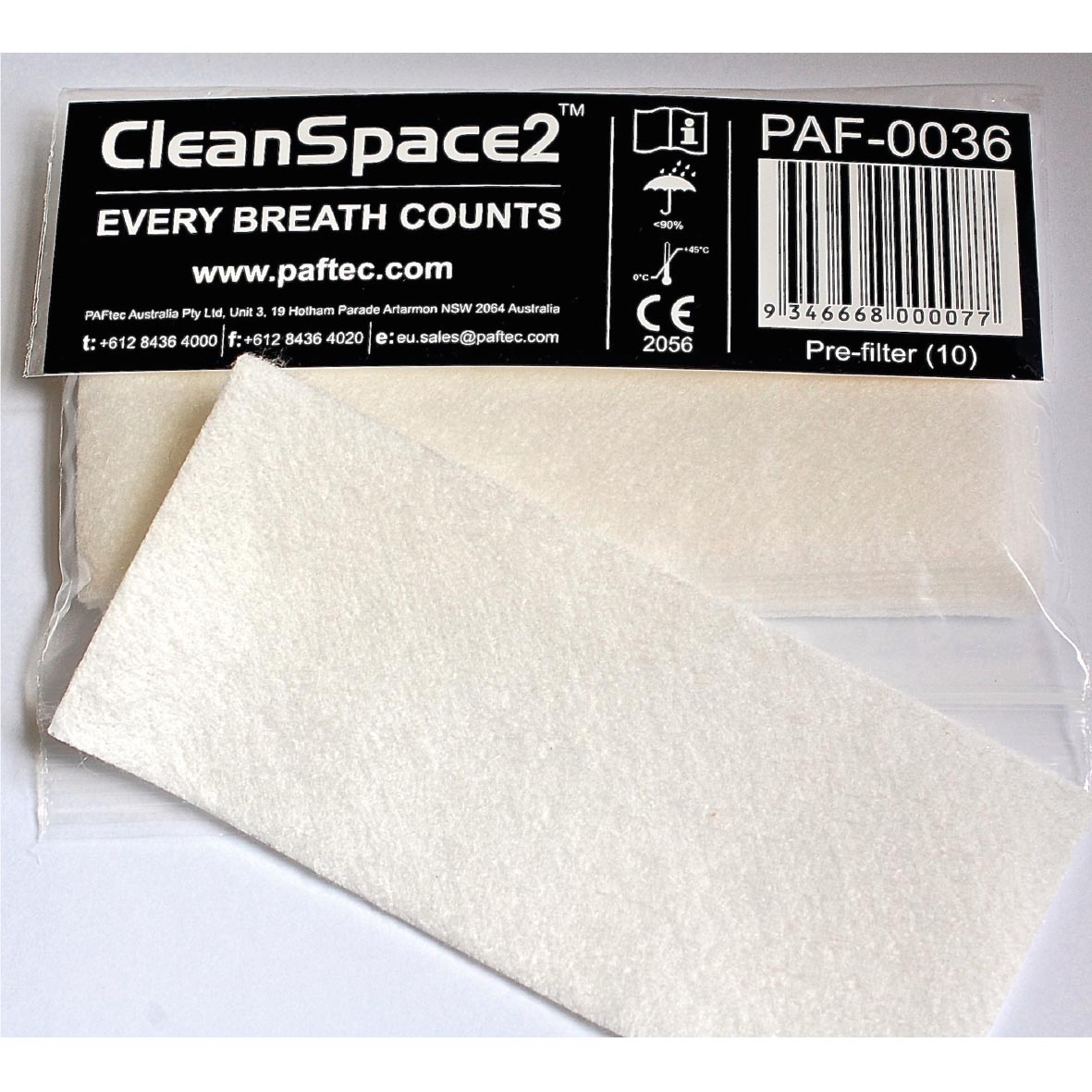 Préfiltre PAF-0036 pour masqe CLEANSPACE (Paquet de 10)